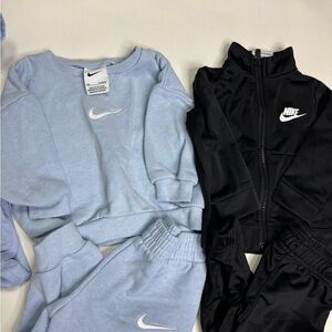 Baby Boy Nike Youth Light Blue and Black Tracksuit Sets Size 12M (2 Months)